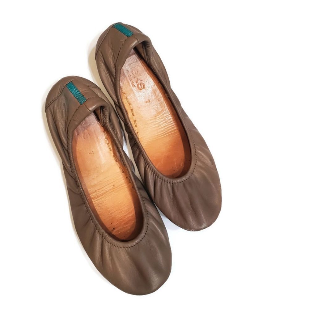 Tieks Women's Taupe Cushioned Leather Ballet Flats Size 7